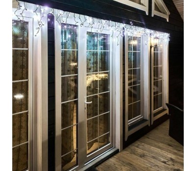 NEON-NIGHT Гирлянда светодиодная Бахрома (Айсикл) 4,8х0,6м 176 LED БЕЛЫЙ черный ПВХ IP65 эффект мерцания 230В нужен блок 303-500