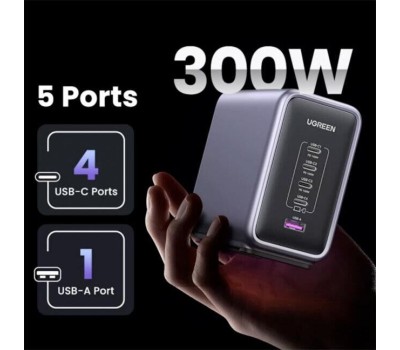 UGREEN Зарядное устройство CD333 (90903B) Nexode 300W 5-Port PD GaN Fast Desktop Charger EU. Цвет: серый