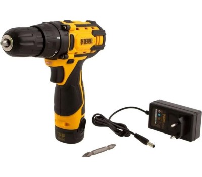 Дрель DENZEL Дрель-шуруповерт аккумуляторная CDL-12CB, Li-Ion, 12 В, 1 акк. 26102