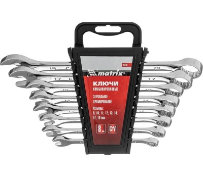 Набор ключей MATRIX Набор ключей комбинированных, 8-19 мм, 8 шт, CrV, полированный хром 15418