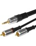 Кабель RCA REXANT (17-4224) ШНУР СТЕРЕО 3,5 ММ - 2 RCA, ДЛИНА 3 МЕТРА (GOLD-МЕТАЛЛ)