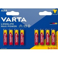 VARTA Батарея LongLife Max Power Alkaline LR03 BL5+3 AAA (8шт) блистер