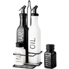 MALLONY Набор для сервировки из 5 предметов, INSALATO: 2 бутылки для масла+2 ёмкости для специй+подставка (110658)