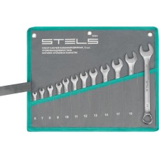 Набор ключей STELS Набор ключей комбинированных 6-22 мм, 12 шт, CrV, матовый хром 15421