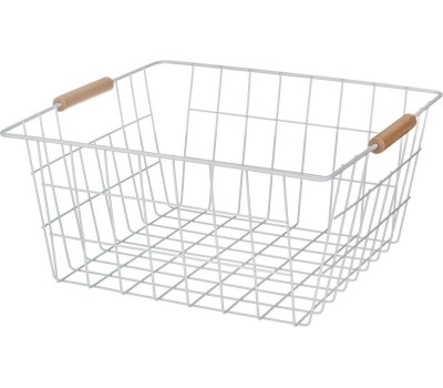 Корзина AGNESS КОРЗИНА С ДЕРЕВЯННЫМИ РУЧКАМИ БЕЛАЯ 31.5*30.5*15.5 СМ (КОР=12ШТ) 917-125