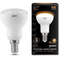 GAUSS Упаковка ламп LED E14, рефлектор, 6Вт, R50, 10 шт. [106001106]