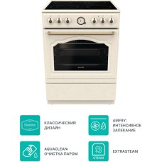 Плита электрическая GORENJE Электрическая плита GECS6B70CLI, стеклокерамика, без крышки, бежевый