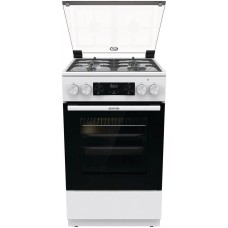Плита газовая GORENJE Газовая плита GK5C40WF, электрическая духовка, стеклянная крышка, чугун, белый