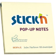 STICK`N Блок самоклеящийся бумажный 21395 76x76мм 100лист. 70г/м2 пастель желтый Z сложение