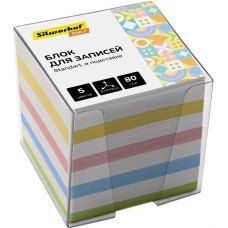 SILWERHOF Блок для записей бумажный Daily Стандарт 90x90x90мм 80г/м2 ассорти 5цв.в упак. в подставке