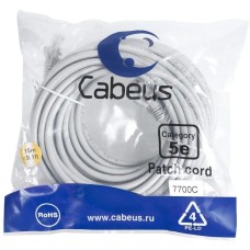 CABEUS Патч-корд PC-UTP-RJ45-CAT.5E-15M U/UTP RJ-45 вил.-вилка RJ-45 кат.5E 15м серый ПВХ