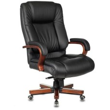 БЮРОКРАТ Кресло руководителя T-9925WALNUT черный кожа/иск.кожза крестов. металл/дерево