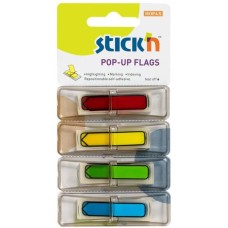 STICK`N Закладки самокл. индексы пластиковые 26018 12x45мм 4цв.в упак. 30лист стрелки печатные Z-сложения блистер