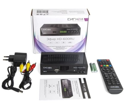 Ресивер эфирный цифровой DVB-T2 HD HD-600RU металл, дисплей, Эфир