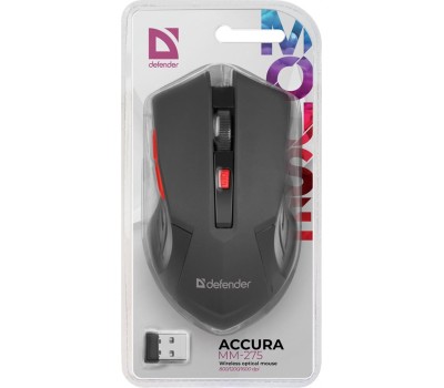 Мышь DEFENDER (52276) ACCURA MM-275 черный/красный