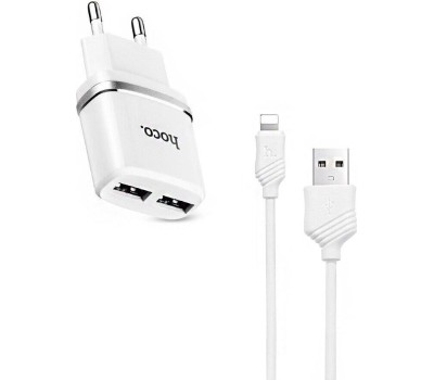 Сетевое зарядное устройство HOCO (6957531047759) C12 2USB 2.4A белый