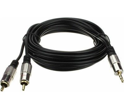 Кабель RCA REXANT (17-4224) ШНУР СТЕРЕО 3,5 ММ - 2 RCA, ДЛИНА 3 МЕТРА (GOLD-МЕТАЛЛ)