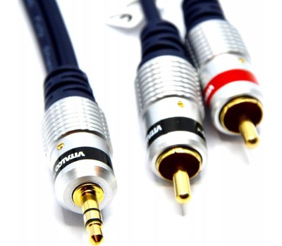 Кабель RCA REXANT (17-4224) ШНУР СТЕРЕО 3,5 ММ - 2 RCA, ДЛИНА 3 МЕТРА (GOLD-МЕТАЛЛ)