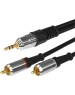 Кабель RCA REXANT (17-4224) ШНУР СТЕРЕО 3,5 ММ - 2 RCA, ДЛИНА 3 МЕТРА (GOLD-МЕТАЛЛ)