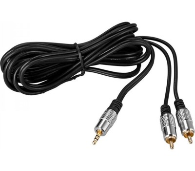 Кабель RCA REXANT (17-4224) ШНУР СТЕРЕО 3,5 ММ - 2 RCA, ДЛИНА 3 МЕТРА (GOLD-МЕТАЛЛ)
