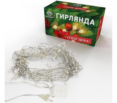 Фигуры интерьерные NEON-NIGHT (303-063) Гирлянда светодиодная универсальная 100 LED Теплый 10 метров, прозр ПВХ, с контр