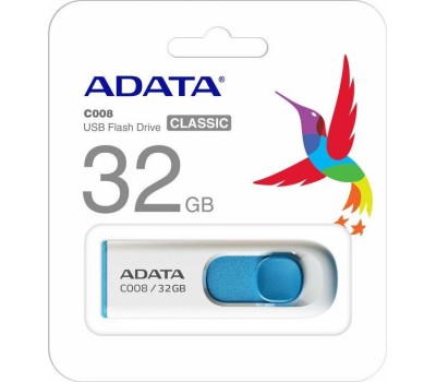 USB флэш-накопитель A-DATA 32GB С008 белый/голубой (AC008-32G-RWE)