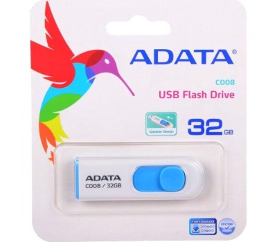 USB флэш-накопитель A-DATA 32GB С008 белый/голубой (AC008-32G-RWE)