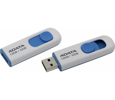 USB флэш-накопитель A-DATA 32GB С008 белый/голубой (AC008-32G-RWE)