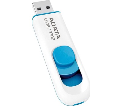 USB флэш-накопитель A-DATA 32GB С008 белый/голубой (AC008-32G-RWE)