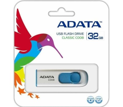 USB флэш-накопитель A-DATA 32GB С008 белый/голубой (AC008-32G-RWE)