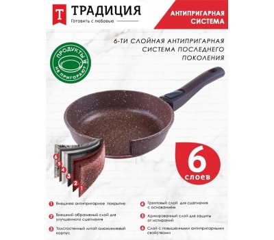 Сковорода ТРАДИЦИЯ ТД2225 антипригарная литая 22см съемн/руч Доломит