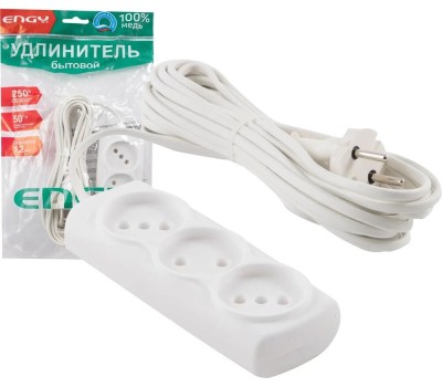 Удлинитель ENGY Удлинитель Эконом 7м/3роз. (ШВВП 2х0,75) (186717)