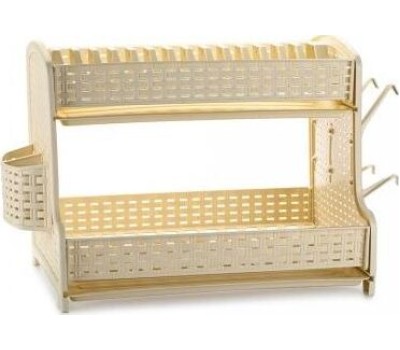 Пластиковое изделие VIOLET РОТАНГ Сушилка для посуды 2-х ярусная слоновая кость 270226