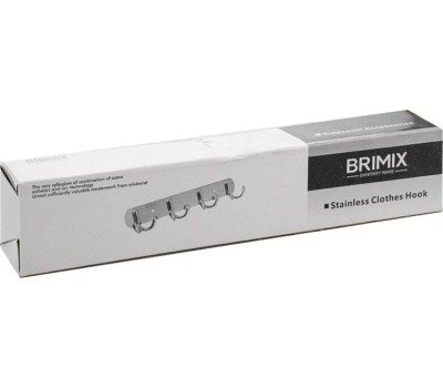 Аксессуары для ванной комнаты и туалета BRIMIX 514 Крючок для полотенца на планке 4шт, двойные, нержавеюшая сталь, хромированная