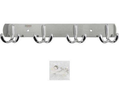 Аксессуары для ванной комнаты и туалета BRIMIX 514 Крючок для полотенца на планке 4шт, двойные, нержавеюшая сталь, хромированная