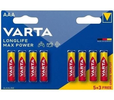 VARTA Батарея LongLife Max Power Alkaline LR03 BL5+3 AAA (8шт) блистер