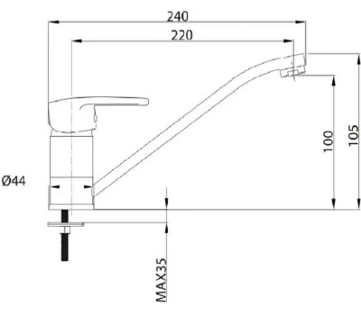 Смеситель GR 104041- Смеситель д/кухни шар. с длинным изливом d35