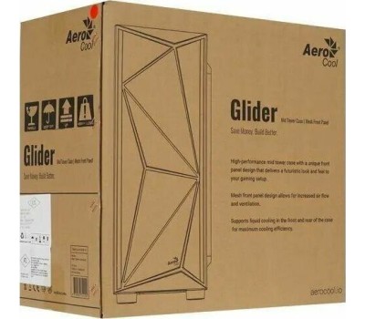 Корпус для ПК AEROCOOL Корпус ATX Glider Cosmo-G-BK-v1, Midi-Tower, без БП, черный