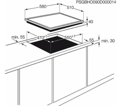 Варочная панель газовая ELECTROLUX Комбинированная варочная панель EGE6172NOK, 4 конфорки, стеклокерамика, черный