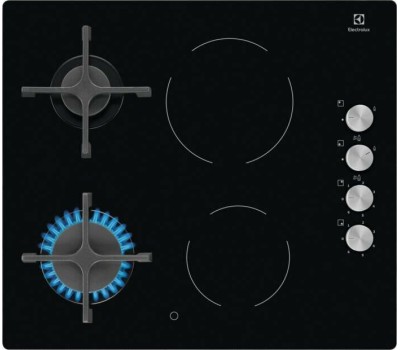 Варочная панель газовая ELECTROLUX Комбинированная варочная панель EGE6172NOK, 4 конфорки, стеклокерамика, черный