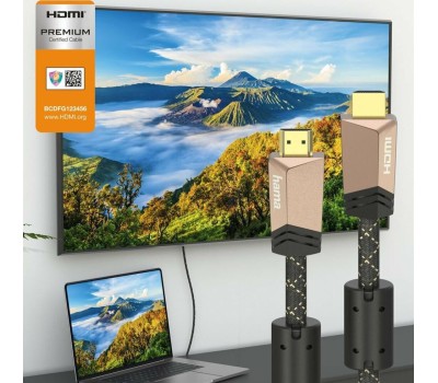 HAMA Кабель аудио-видео Premium, HDMI (m) - HDMI (m), 1.5м, GOLD, ф/фильтр, черный [00205025]