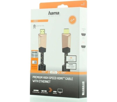 HAMA Кабель аудио-видео Premium, HDMI (m) - HDMI (m), 1.5м, GOLD, ф/фильтр, черный [00205025]