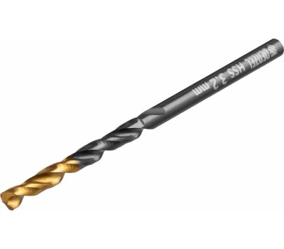 Сверло DENZEL Сверло по металлу, 3,2 мм, HSS-Tin, Golden Tip, 10 шт. 717206