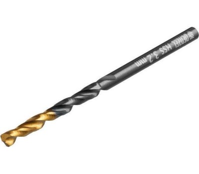 Сверло DENZEL Сверло по металлу, 3,2 мм, HSS-Tin, Golden Tip, 10 шт. 717206