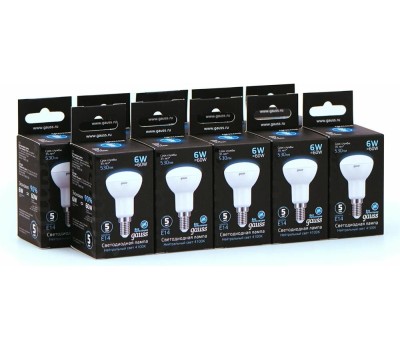 GAUSS Упаковка ламп LED E14, рефлектор, 6Вт, R50, 10 шт. [106001106]