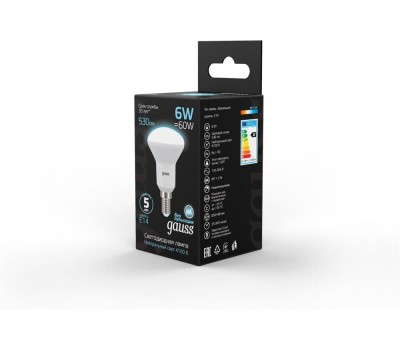 GAUSS Упаковка ламп LED E14, рефлектор, 6Вт, R50, 10 шт. [106001106]