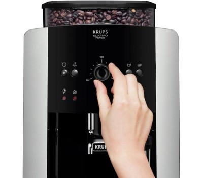 Кофемашина KRUPS Кофемашина автоматическая Arabica EA811810, 15Бар, с ручным капучинатором, черный/серебристый