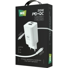 СЗУ MORE CHOICE (4620202555779) NC85i 1USB+1Type-C 3.0A PD 20W+QC3.0 для Lightning 8-pin Type-C White