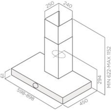 Вытяжка JET AIR Вытяжка каминная Touch BL/A/60 черный управление: поворотный переключатель (1 мотор)