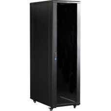 LANMASTER Шкаф коммутационный (TWT-CBB-32U-6X8-G1) напольный 32U 600x800мм пер.дв.стекл задн.дв.спл.стал.лист 2-хст. 2 бок.пан. 800кг черный IP20